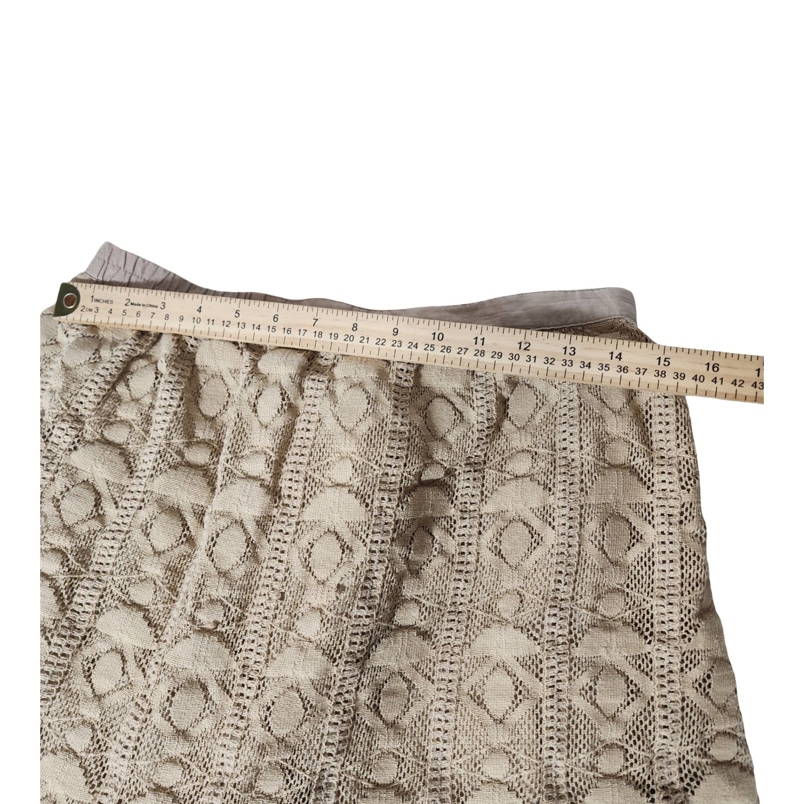 Coldwater Creek Khaki Tan Crochet Lace Crinkle Cotton Midi Skirt P10 Boho P10 — image 6 of 8